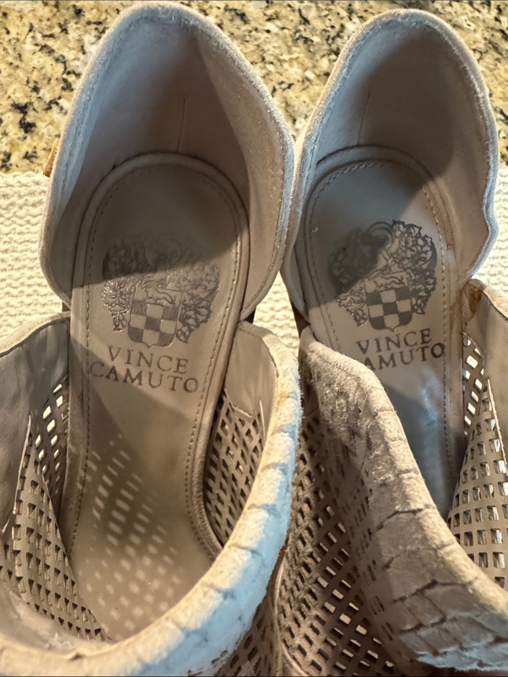 Vince Camuto Cream Perforated D'Orsay Pumps